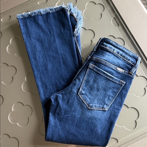 KANCAN Dark Wash Bootcut Jeans Frayed Hem Stretch Size 25 Flare Denim - Picture 15 of 16